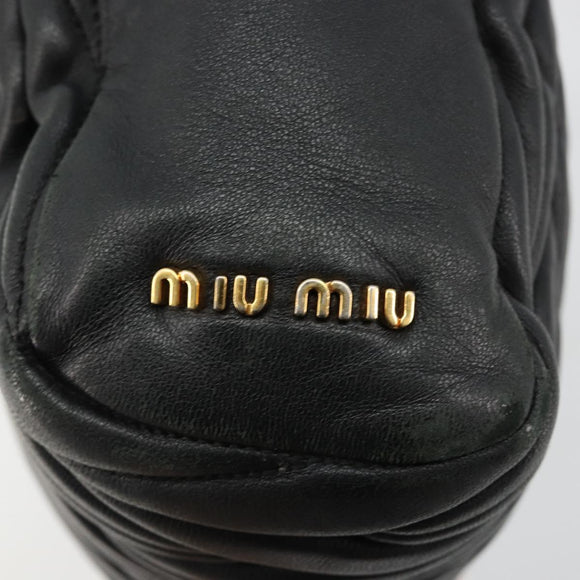 Miu Miu Hand Bag Leather Black Gold Auth bs35395A