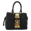 Miu Miu Hand Bag Leather Black Gold Auth bs35395A-2
