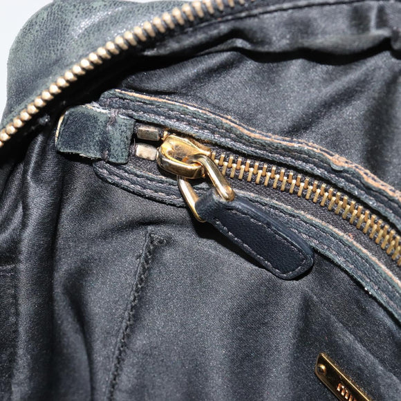 Miu Miu Hand Bag Leather Black Gold Auth bs35395A