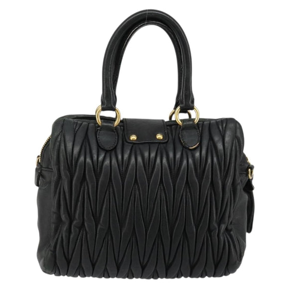Miu Miu Hand Bag Leather Black Gold Auth bs35395A