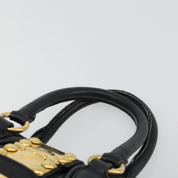 Miu Miu Hand Bag Leather Black Gold Auth bs35395A