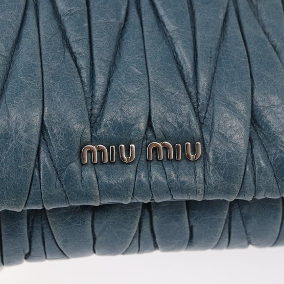 Miu Miu Chain Shoulder Bag Leather Blue Silver Auth bs35396A