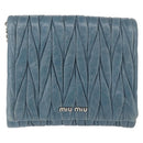 Miu Miu Chain Shoulder Bag Leather Blue Silver Auth bs35396A-13