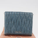 Miu Miu Chain Shoulder Bag Leather Blue Silver Auth bs35396A-12
