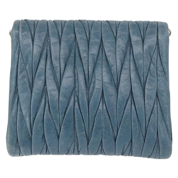 Miu Miu Chain Shoulder Bag Leather Blue Silver Auth bs35396A