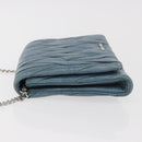Miu Miu Chain Shoulder Bag Leather Blue Silver Auth bs35396A-4