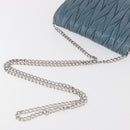 Miu Miu Chain Shoulder Bag Leather Blue Silver Auth bs35396A-7