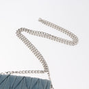 Miu Miu Chain Shoulder Bag Leather Blue Silver Auth bs35396A-14