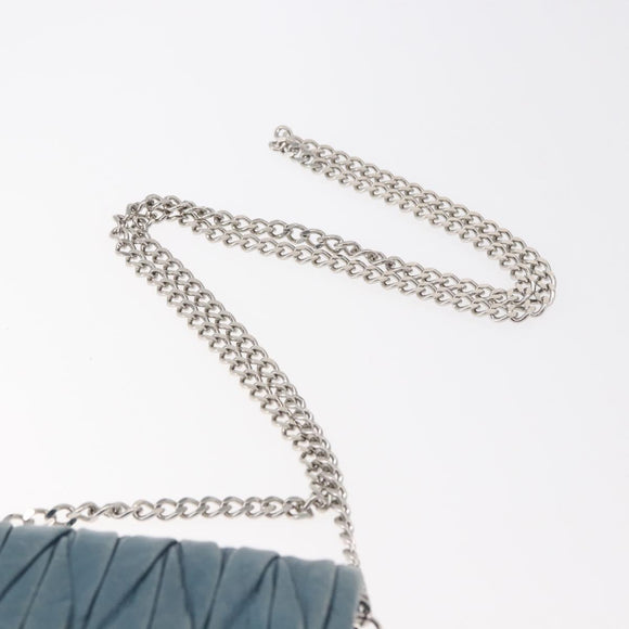 Miu Miu Chain Shoulder Bag Leather Blue Silver Auth bs35396A