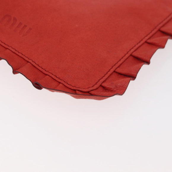 Miu Miu Shoulder Bag Leather Red Silver Auth bs35397