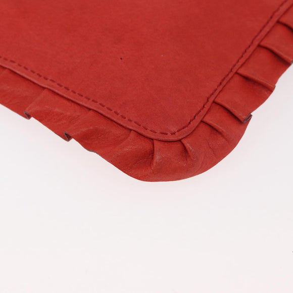 Miu Miu Shoulder Bag Leather Red Silver Auth bs35397
