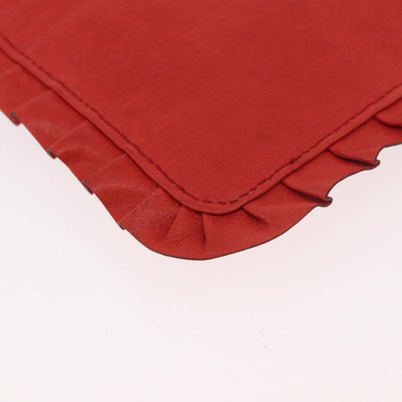 Miu Miu Shoulder Bag Leather Red Silver Auth bs35397