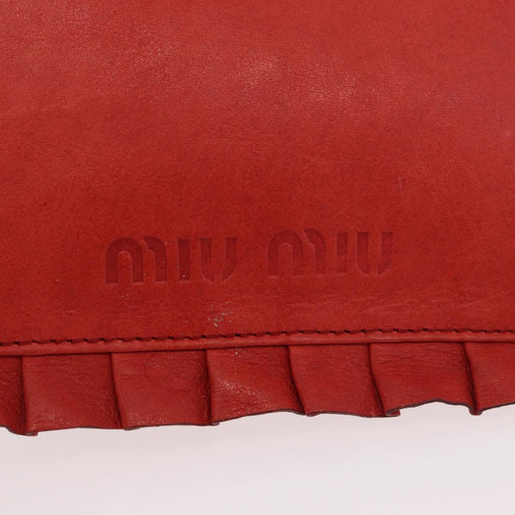 Miu Miu Shoulder Bag Leather Red Silver Auth bs35397