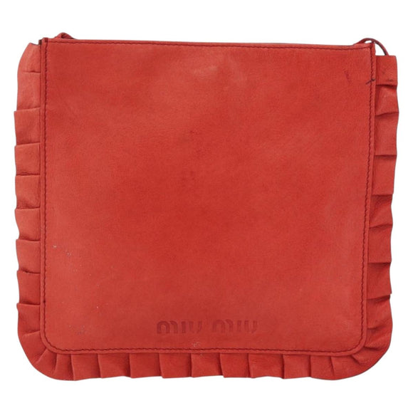 Miu Miu Shoulder Bag Leather Red Silver Auth bs35397