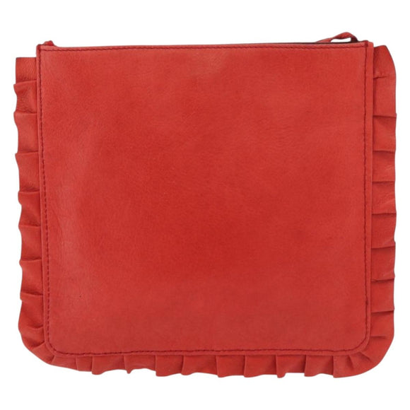 Miu Miu Shoulder Bag Leather Red Silver Auth bs35397