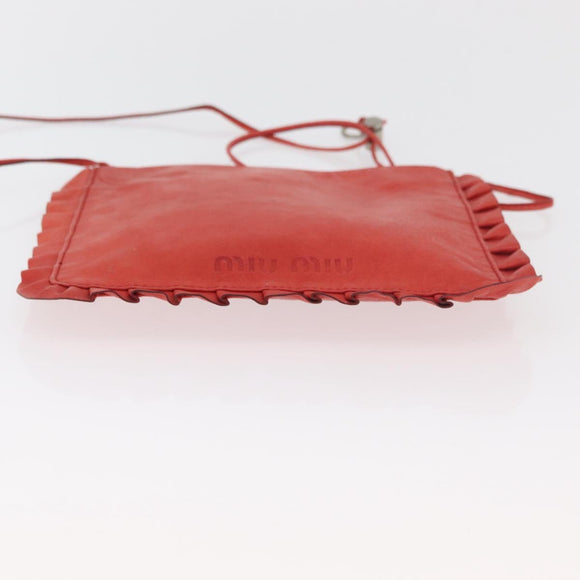 Miu Miu Shoulder Bag Leather Red Silver Auth bs35397