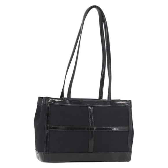 SAINT LAURENT Tote Bag Patent leather Black Silver Auth bs35398