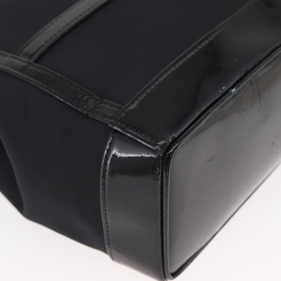 SAINT LAURENT Tote Bag Patent leather Black Silver Auth bs35398