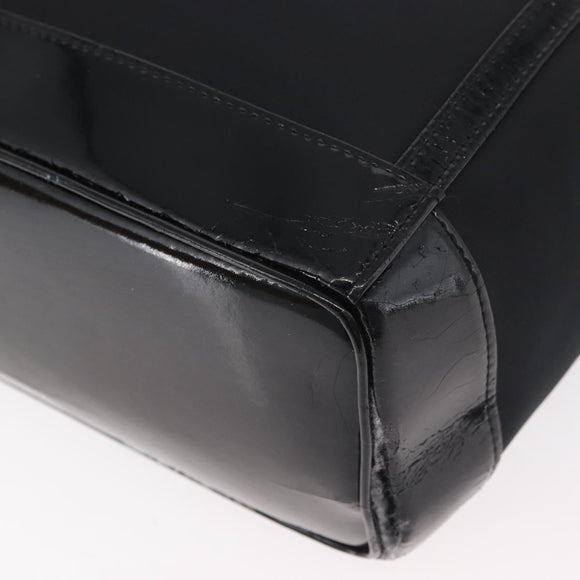 SAINT LAURENT Tote Bag Patent leather Black Silver Auth bs35398