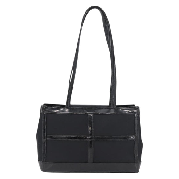 SAINT LAURENT Tote Bag Patent leather Black Silver Auth bs35398