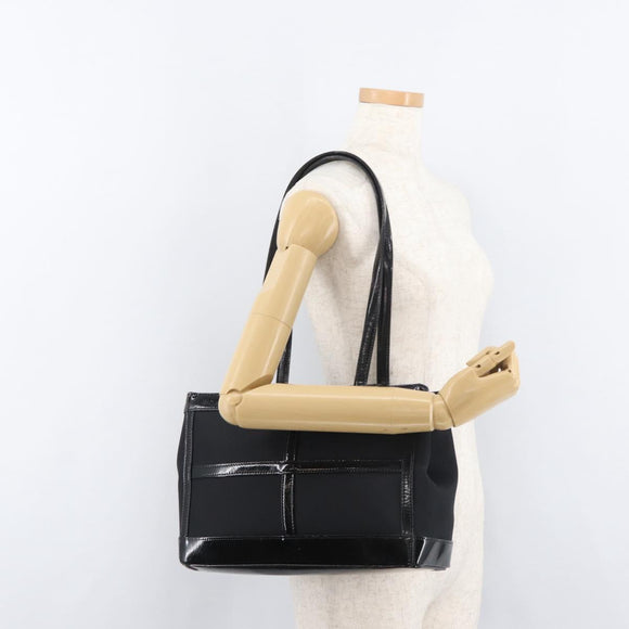 SAINT LAURENT Tote Bag Patent leather Black Silver Auth bs35398