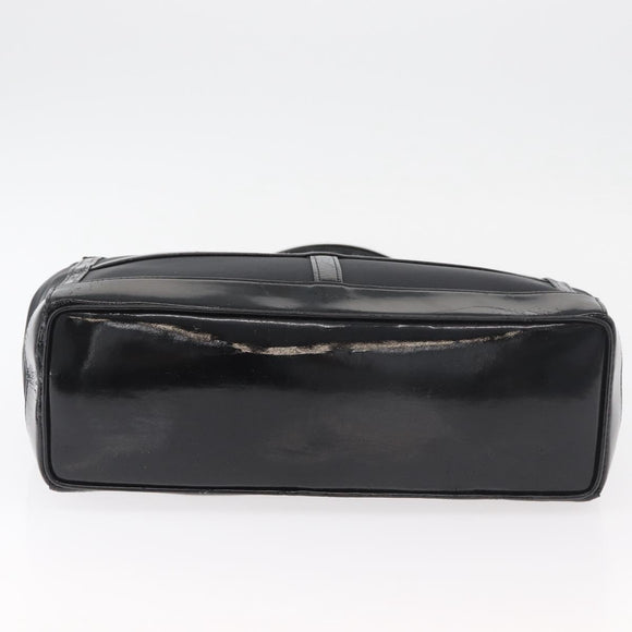 SAINT LAURENT Tote Bag Patent leather Black Silver Auth bs35398