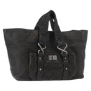 CHANEL 2.55 Matelasse Hand Bag Lamb Skin Black Silver CC Auth bs35399A-1