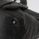 CHANEL 2.55 Matelasse Hand Bag Lamb Skin Black Silver CC Auth bs35399A-11