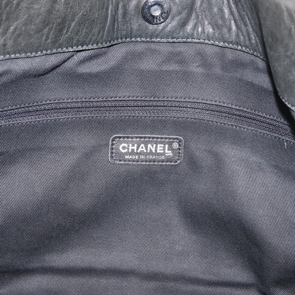 CHANEL 2.55 Matelasse Hand Bag Lamb Skin Black Silver CC Auth bs35399A