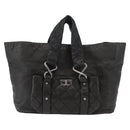 CHANEL 2.55 Matelasse Hand Bag Lamb Skin Black Silver CC Auth bs35399A-2
