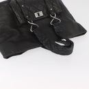 CHANEL 2.55 Matelasse Hand Bag Lamb Skin Black Silver CC Auth bs35399A-6