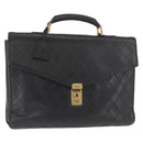 CHANEL Bicolore Business Bag Leather Black Gold CC Auth bs35400-1