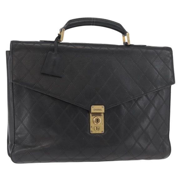 CHANEL Bicolore Business Bag Leather Black Gold CC Auth bs35400
