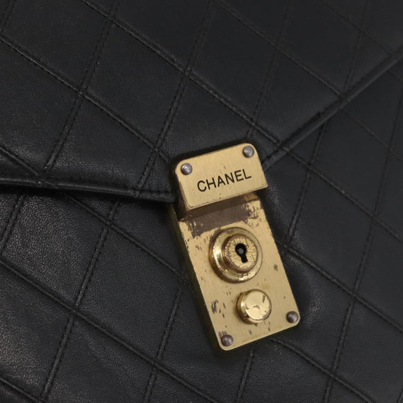 CHANEL Bicolore Business Bag Leather Black Gold CC Auth bs35400