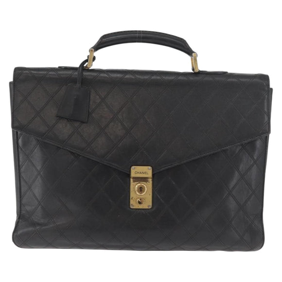 CHANEL Bicolore Business Bag Leather Black Gold CC Auth bs35400