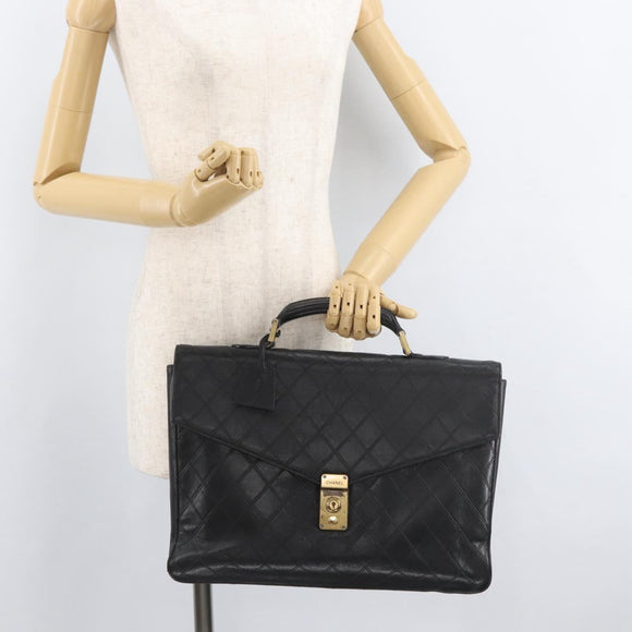 CHANEL Bicolore Business Bag Leather Black Gold CC Auth bs35400