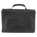 CHANEL Bicolore Business Bag Leather Black Gold CC Auth bs35400-2