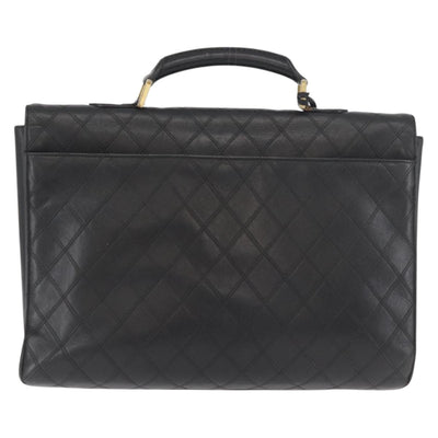 CHANEL Bicolore Business Bag Leather Black Gold CC Auth bs35400 - 0