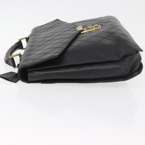 CHANEL Bicolore Business Bag Leather Black Gold CC Auth bs35400