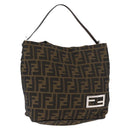 FENDI Zucca Canvas Shoulder Bag Black Brown Auth bs35401-1