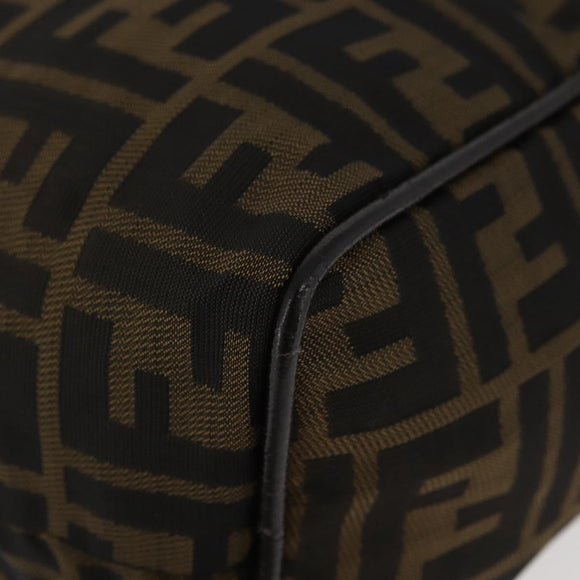 FENDI Zucca Canvas Shoulder Bag Black Brown Auth bs35401