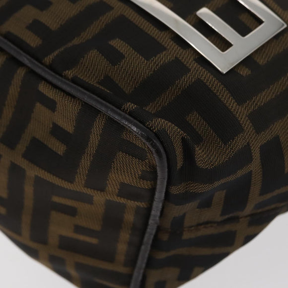 FENDI Zucca Canvas Shoulder Bag Black Brown Auth bs35401
