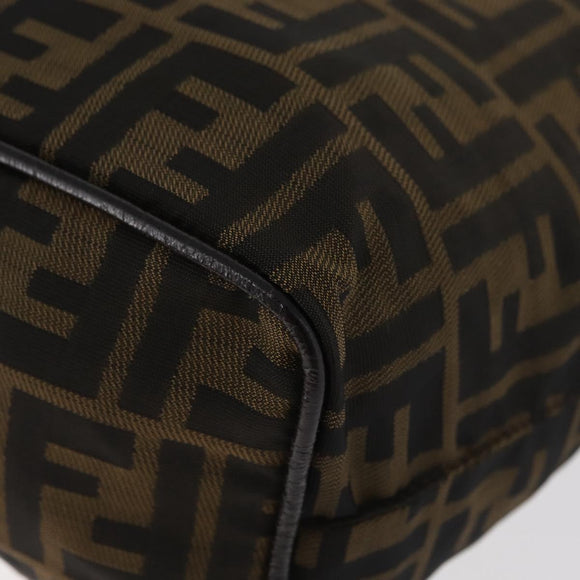 FENDI Zucca Canvas Shoulder Bag Black Brown Auth bs35401