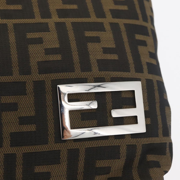 FENDI Zucca Canvas Shoulder Bag Black Brown Auth bs35401