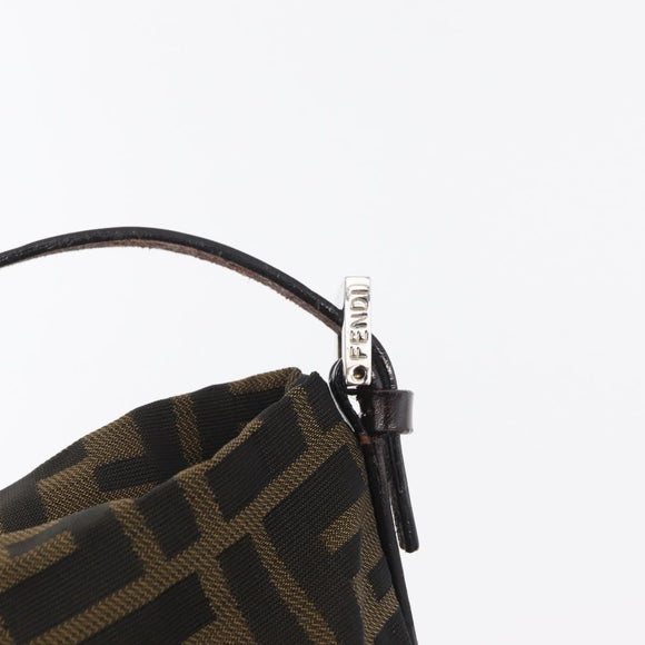 FENDI Zucca Canvas Shoulder Bag Black Brown Auth bs35401