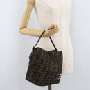 FENDI Zucca Canvas Shoulder Bag Black Brown Auth bs35401-23
