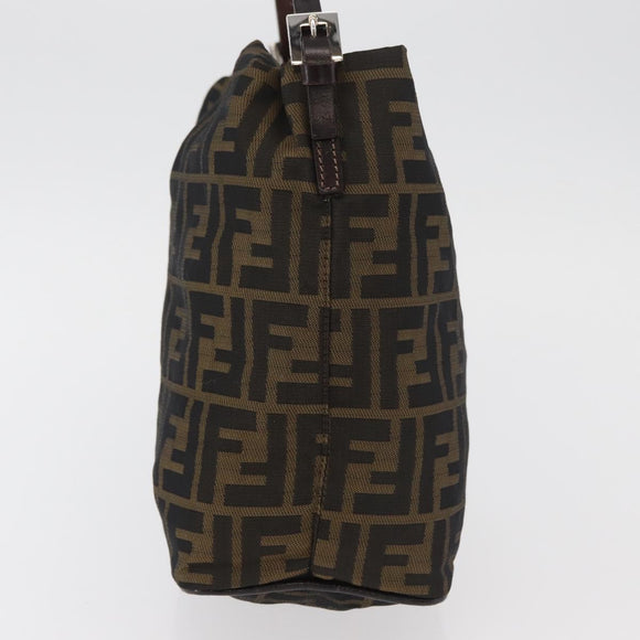 FENDI Zucca Canvas Shoulder Bag Black Brown Auth bs35401
