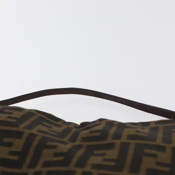 FENDI Zucca Canvas Shoulder Bag Black Brown Auth bs35401