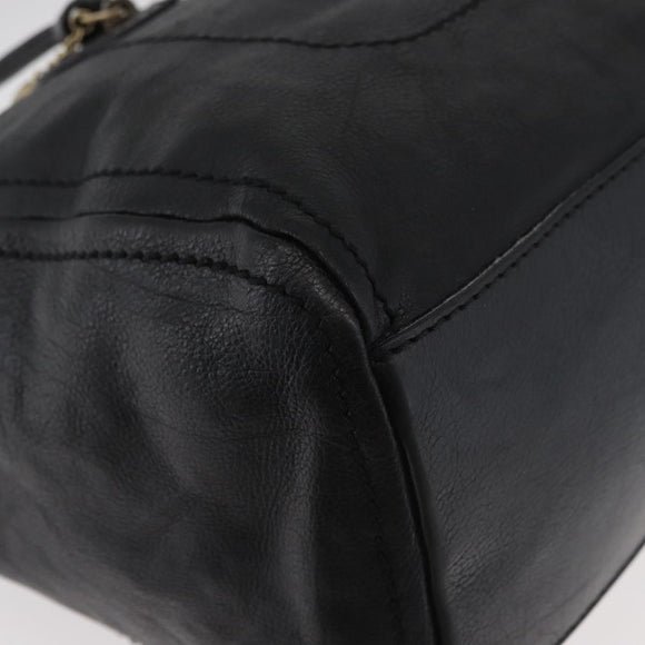 CELINE Hand Bag Leather Black Gold Auth bs35405