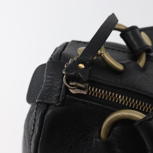 CELINE Hand Bag Leather Black Gold Auth bs35405